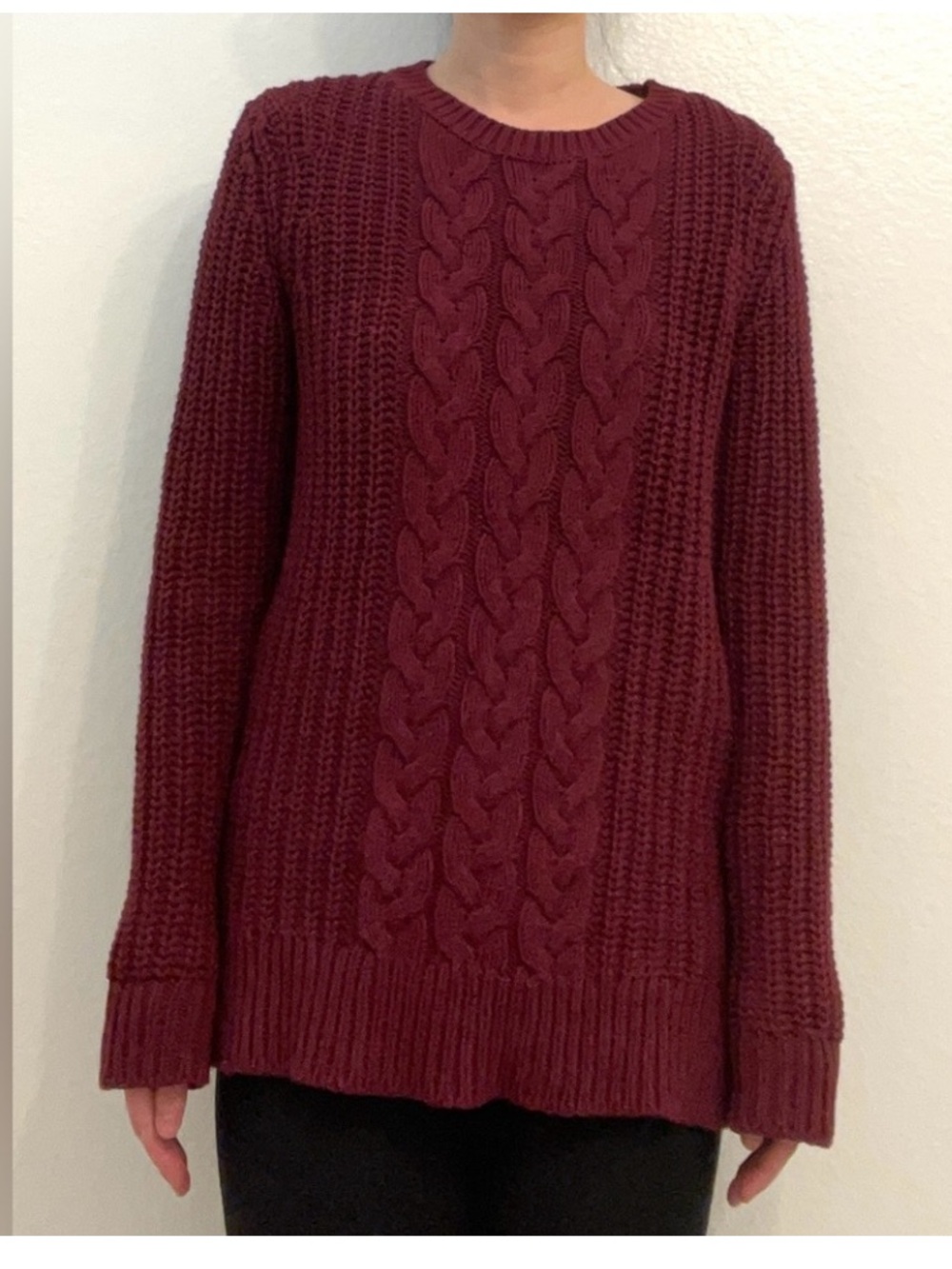 Nautica classic burgundy cable knit sweater jumper, Small